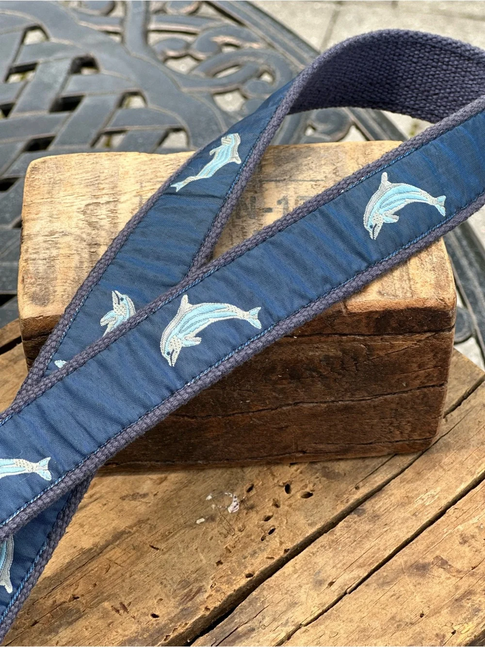 Sailor Dolphin Ribbon Web Belt Size 42 Genuine Leather Nautical